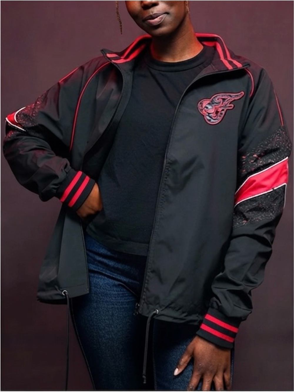 WNBA Indiana Fever Full Zip Jacket Black Red Ultra Game XL Warm Up Windbreaker